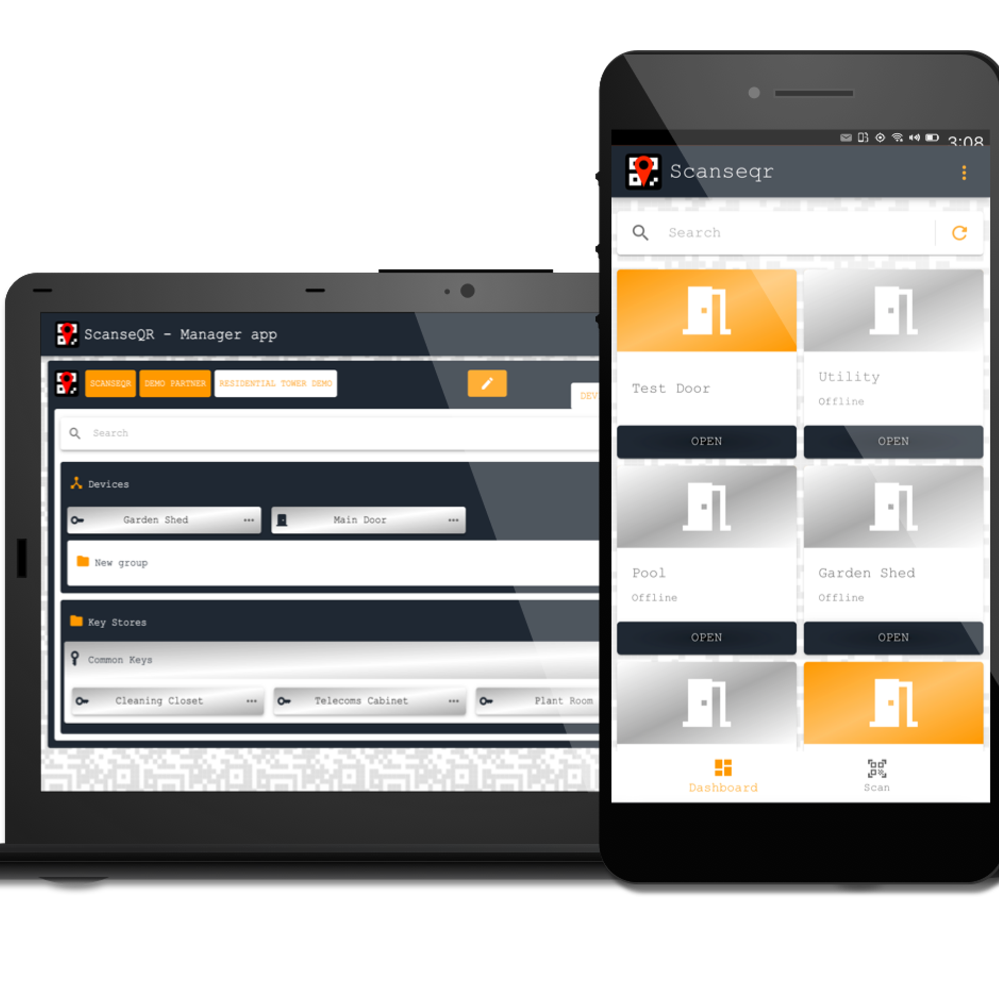 ScanseQR Manager App Interface